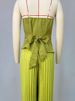 K Women's New Heavy Industry Strapless And Diamond Studded Irregular Top, Pleated Wide Leg Pants Set_ecoleips.com