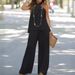Women's Clothing New Fashion Casual Halter Neck Solid Color Sleeveless Suit Wide Leg Pants Trousers Two Piece Suit_ecoleips.com