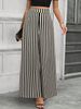 Women's High Waist Wide Leg Chiffon Pants Leaf Print Casual Summer Trousers European American Style Full Length Polyester_ecoleips.com