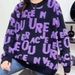Korean Style Sweet Terry Cloth Embroidered Sweater, Loose Fit 3D Letter Jacquard Knit Top For Autumn & Winter_ecoleips.com