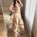 Summer New Style Women's Elegant V Neck Floral Ruffle Slim Fit Long Fishtail Dress Fashion_ecoleips.com