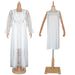 Voya Plus Size Women's Embroidered Sleeve Elegant Long European And American Dubai New Lace Dress Two-Piece Set_ecoleips.com