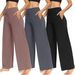 High Waisted Straight Leg Women's Pants European American Style Autumn Winter Wide Leg Casual Trousers for Sports Yoga_ecoleips.com