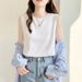 Simple Cotton-spandex Sleeveless Tank Top For Women, Classic Loose Casual Shirt, Summer Round-neck Vest Base T-shirt_ecoleips.com