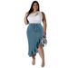 Women's Clothing Large Size Denim Fitted Long Skirt_ecoleips.com