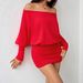 Women's Off-Shoulder Bodycon Skirt Sexy Fashionable Solid Color Short Skirt Long Sleeved Dress For Autumn Winter_ecoleips.com