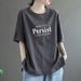 Casual Short Sleeve T-Shirt Women's Clothing Loose Fit Cotton Blend Tee With Printed Design Contrast Sleeve_ecoleips.com