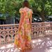 2025 New European And American Low-Cut V-Neck Fashionable Striped Print Puff Sleeve Large Hem Dress For Women_ecoleips.com