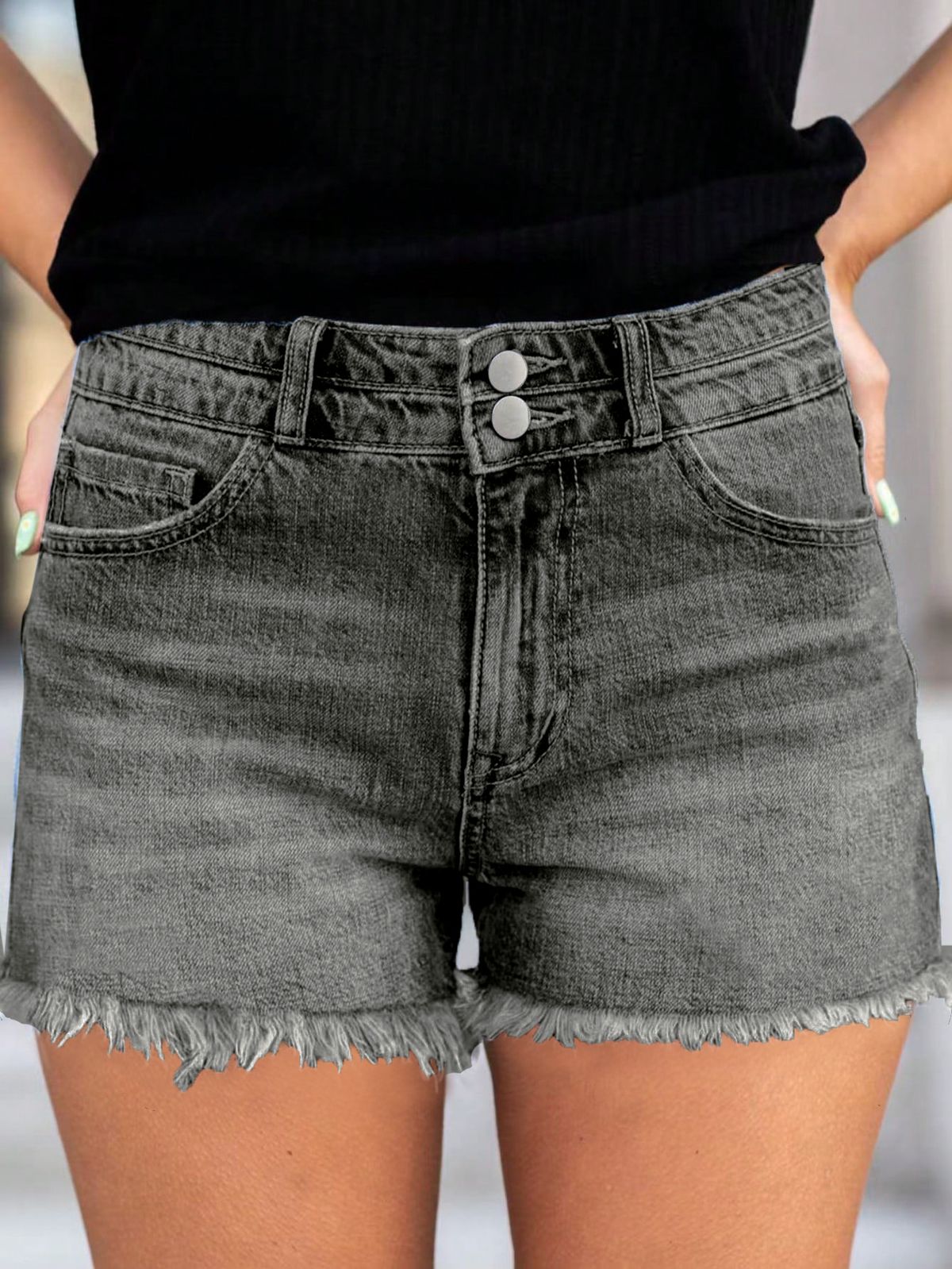 Women's Slim Fit Distressed Denim Shorts Casual Sexy Frayed Edge Washed Denim Shorts Stylish Comfortable_ecoleips.com