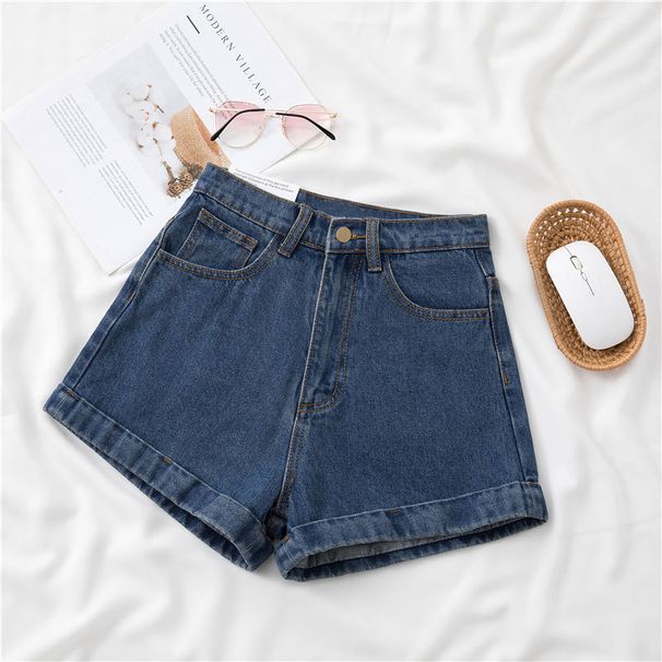 Women's Trendy Rolled up Denim Shorts Summer Thin A-Line Straight Leg Casual Wide Leg Hot Pants Hot Summer New_ecoleips.com