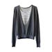 Yanshuang V-Neck Knitted Sweater + Striped Vest Two-Piece Set For Women Autumn New Versatile Slimming Lazy Top P576_ecoleips.com