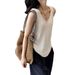 Women's Tencel Linen Color-Block Two-Piece Vest Summer New V-Neck Fashion Sleeveless Top_ecoleips.com