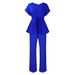 Audday D3206 Women's Clothing 2025 Summer Solid Color Tie Top High Waist Wide Leg Pants Fashion Casual Set_ecoleips.com