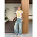 ICC Early Spring New Vintage Distressed Wide-leg Jeans For Women, High Street Style, Guangzhou Thirteen Lines 10736_ecoleips.com