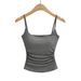 Women's 2024 Summer New Style Ruched Waist-Cinching Camisole With Chest Pads, Short Slim-Fit Top For Layering Or_ecoleips.com