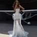 Women's Sexy Strapless Fishtail Dress Boning Waist Open Back Slim Elegant Lace See through Long Party Dress_ecoleips.com