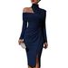 2026 European And American Cross-Border Spring New Product Solid Color Elegant Casual Off-Shoulder Slit Women's_ecoleips.com