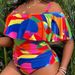 European And American Fashion plus Size Onesie Women's Ruffle Triangular Pleat Slimming Effect Tummy Conceal Swimwear_ecoleips.com