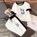 Blue And White Floral Print Color Block Women's Suit Unique Healing Pattern Casual Fashion Pant Set for Spring/Autumn_ecoleips.com
