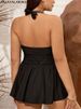 2026 Solid Halter 2 Piece Plus Size Tankini Set Women Push Up Large Dress Swimsuit Chubby Curvy Swimwear Lady Beach Bathing Suit_ecoleips.com