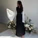 Modest Abaya Dress Plus Size Women's Long Sleeved V Neck Bodycon Dress White Pencil Dress Fashion Autumn_ecoleips.com