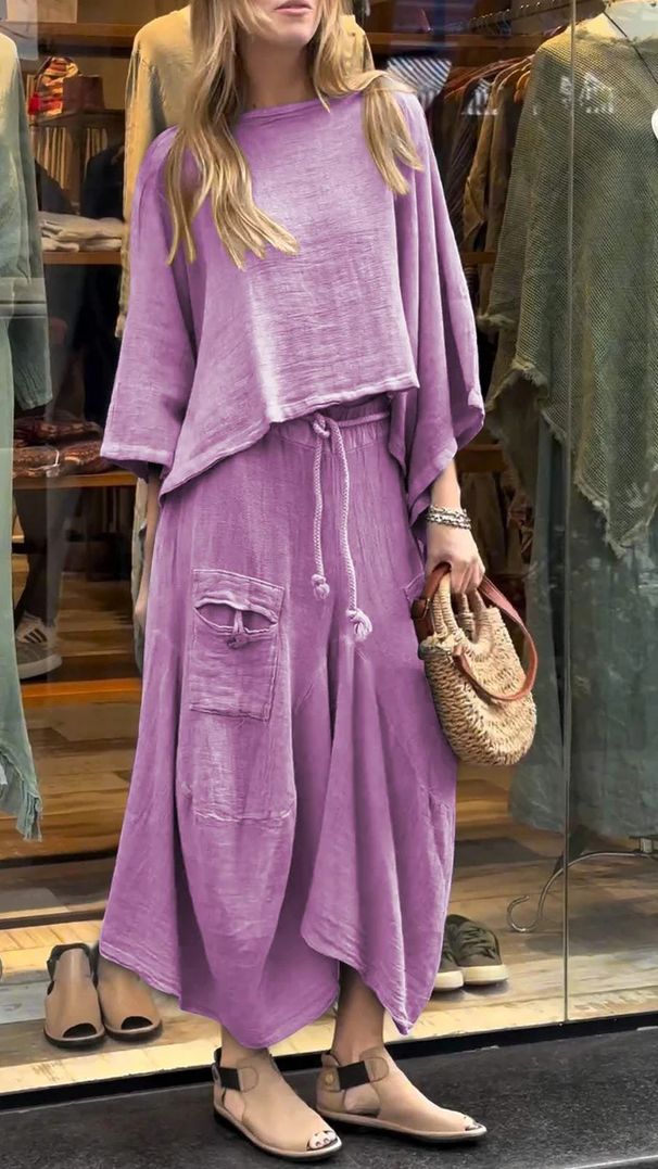 Women's Clothing Spring And Autumn Women's Casual Solid Color Loose Skirt Two-Piece Suit_ecoleips.com