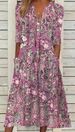 Women's Summer V Neck Casual Dress Printed with Pockets European And American Style Vacation Homewear 2023 New Arrival_ecoleips.com