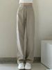 K Women's Trousers, Pear-shaped Figure, Women's Khaki High-waisted Straight-leg Jeans, Large Size Loose_ecoleips.com