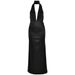 Women Glamorous Floor‑Length Dress With Solid Tone, Deep Plunging V‑Neck, Halter Tie‑Up Straps & Open‑Back Detail_ecoleips.com