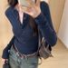 ng2510292 Sweet And Spicy Girl Long Sleeve T-Shirt For Women, Autumn 2024 New Model, V-Neck Slim Fit Design, Versatile Top_ecoleips.com