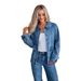 Women's Denim Jacket – 2025 Fall Trend Single-Breasted Oversized Casual Coat (Cotton Blend, Blue, S-XL)_ecoleips.com