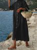 Women's Linen Blend Shirt Dress – Oversized Long Sleeve Button-Down Tunic (S-5XL, White/Pink/Black/Brown/Navy)_ecoleips.com