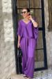 Women's Clothing Suits Fashionable Temperament Casual V Neck Short Sleeved Wide Leg Pants Suit_ecoleips.com