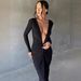European And American Cross-Border Women's 2025 Autumn New Fashion Sexy V-Neck Slim Pleated Solid Color Long Sleeve_ecoleips.com