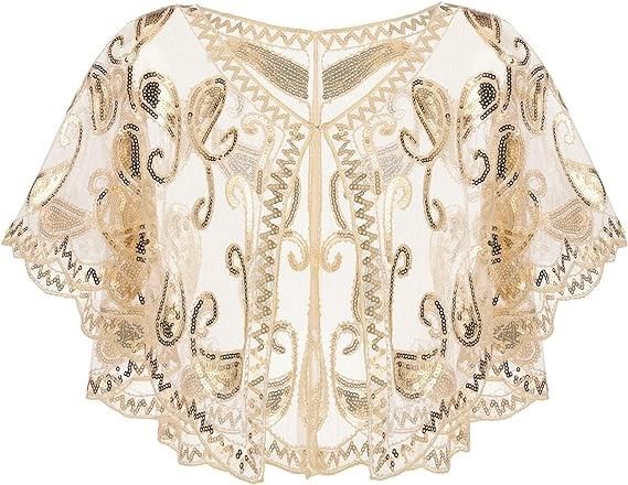 Women's Clothing Retro Sequined Beaded Shawl Small Waistcoat Vintage Sequin Beaded Shawl Wrap Women's Elegant Bolero Jacket For Dresses & Evening Wear_ecoleips.com