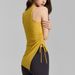 Women's Ribbed Sleeveless Yoga T-Shirt round Neck Drawstring Slit Sports Fitness Top Summer New Arrival Yoga Wear_ecoleips.com