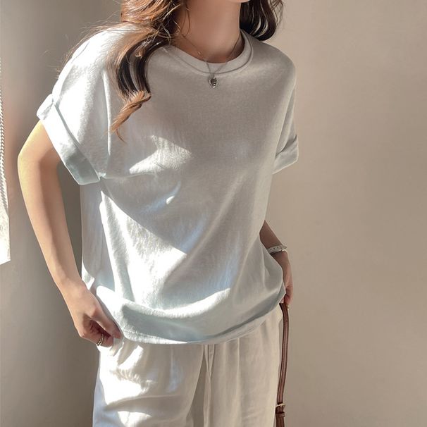 Women's Clothing Summer Style Women's T-Shirt Loose Batwing Sleeve Round Neck Short Sleeve Relaxed Fit For Outerwear_ecoleips.com