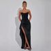 Women's Sexy Sequin Wrap Top With Hip Wrap And Half-Length Slit Long Skirt Casual Elegant Fashion Splicing Design For Winter_ecoleips.com