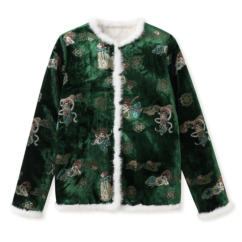 girl Winter National New Chinese High-end Rayon Mink Fur Design Light Coat Cotton Jacket For Women ZX Style MY051_ecoleips.com