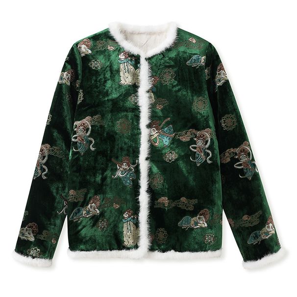 girl Winter National New Chinese High-end Rayon Mink Fur Design Light Coat Cotton Jacket For Women ZX Style MY051_ecoleips.com