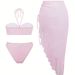 Women's Clothing American Style Three Piece Swimsuit Sexy Two Piece Set With Short Skirt For Beach Vacation Polyester Bikini_ecoleips.com