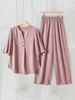 Women's Clothing Cross Border Plus Size Loose Casual Two Piece Set V Neck Short Sleeve Top And Pants_ecoleips.com