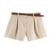PB&ZA Women's High-Waisted Casual Shorts European American Fashion Summer Arrival with Belt 2026 New 4387472_ecoleips.com