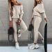 Women's Clothing Solid Color Casual Sports Trousers Lace-Up Oblique Shoulder Spring Fashion Long Suit_ecoleips.com