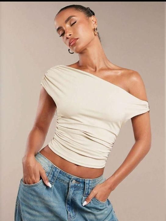 Women's Clothing Summer New Versatile Decorative Small Vest Pleated Single Shoulder Strap Short Female Sexy Hot Girl_ecoleips.com