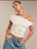 Women's Clothing Summer New Versatile Decorative Small Vest Pleated Single Shoulder Strap Short Female Sexy Hot Girl_ecoleips.com