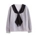 Autumn And Winter Thin Design Niche Gray V-neck Sweatshirt Jacket For Women, Korean Style Loose High-end Trendy Top_ecoleips.com