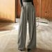 Women's Clothing Pleated High Waist Elegant Flared Trousers Casual Loose Wide Leg Trousers_ecoleips.com