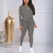 Women's Clothing Southeast Asian Women's Casual Sportswear Set Solid Color Long Sleeved Top And Trousers Two Piece Set_ecoleips.com