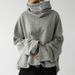 Women's Clothing Autumn and Winter Women's New Loose Casual Long Sleeve High Collar Pullover Solid Color Pocket Jacket Sweatshirt_ecoleips.com